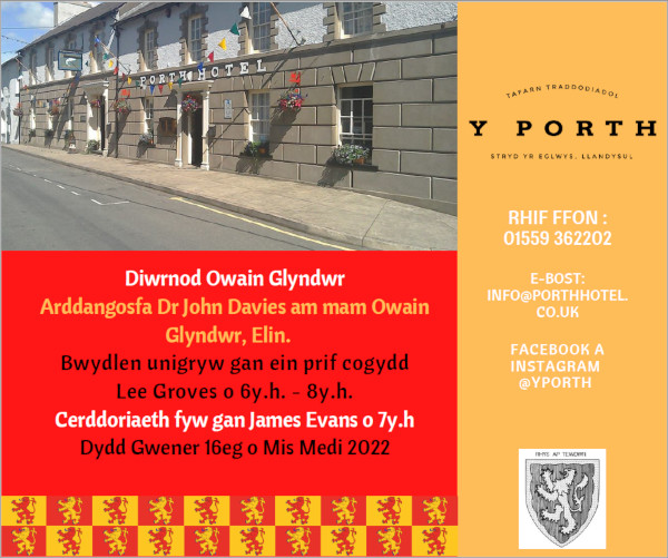 Poster am dathliad dydd Owain Glyndwr yn Llandysul