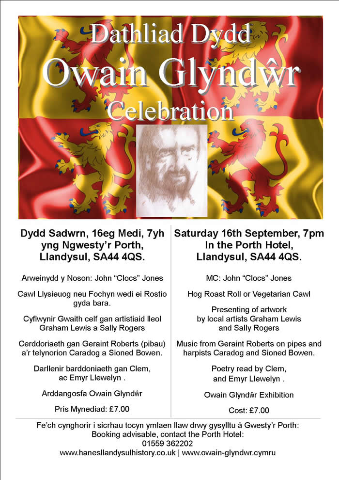 Poster am dathliad dydd Owain Glyndwr yn Llandysul